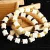 Charm Bracelets White Bodhi Root Hand String Bamboo Shaped With Natural Garnet Yellow Dragon Jade Single Circle Fashion Women's Buddha Bead