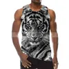 Herr tiger grafisk ärmlös 3d topp semester tees djur tank tops gym pojkar streetwear nyhet vest251y