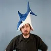 Beanieskull Caps Plush Shark Hat Funny Halloween Festival Party Creative Stereoscopic Eat Human Shark Mardi Gras Party Costume Hat Blue Grey Red 231013