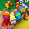 Slug Fidget Toys Keychain Articulated Telescopic Rainbow Caterpillar Sensory Toys for Kids and Adults utövar handledsstyrka och lindra stressleksaker