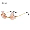 Sunglasses Women Dragonfly Wing Sunglass Rimless Irregular Shades Trendy Bling Diamond Sun Glasses Fashion Party Halloween Costume Eyewear