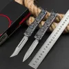 MicRo UT двойного действия AUTO Elmax Knives Дамасское лезвие Черная ручка из анодированного алюминия EDC Camp Тактический нож TECH UT88