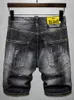 Herren Jeans Sommer Mode Männer Retro Schwarz Grau Stretch Elastisch Gespleißt Ripped Kurz Lackiert Designer Hip Hop Denim Shorts