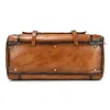 Duffel Bags Vintage Brushed Leather Travel Bag For Men's Cowhide Luggage With Shoe Compartment And Large Capacity Fitness