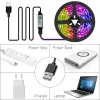 USB LED 스트립 조명 5050 RGB LED 테이프 리본 유연한 램프 5V 룸 TV 백라이트 파티 축제를위한 블루투스 전화 제어