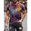 Homens verão camisetas topos moda manga curta camisetas pintura abstrata roupas juventude casual respirável roupas 2021204f