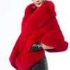 Luxury Elegant Womens Faux Mink Cashmere Winter Warm Fur Coat Shawl Cape Fashion Solid Ladies Faux Fur Poncho AQ7044712204