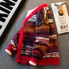 Männer Pullover Herbst Zerrissene Gradienten Tie-dye Strickjacke Mantel Paar Retro Lose Beiläufige High Street Männer Tops Männlich kleidung