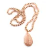 Pendant Necklaces Fashion 8mm Beige Crystal Glass Beads Knotted Shiny Stone Necklace 3 Color