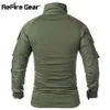 ReFire Gear Men Army Tactical T shirt SWAT Soldiers Military Combat T-Shirt Long Sleeve Camouflage Shirts Paintball T Shirts 5XL Y309o