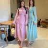 Etniska kläder Två stycken Set kjol passar muslimska mode abaya kvinnor kläder lyx långärmad spetsar upp toppar och kjolar afrikansk fest