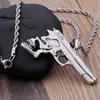 Hip Hop Skull Pistol Kształt Wisiant Naszyjnik Mężczyzn Saźna linowa ze stali nierdzewnej Punk Gothic Biker Drop Store Naszyjniki 275V