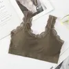 Camisoles & Tanks Ribbed Lace Knitting Wireless Bralette Padded Underwear Sexy Sports Solid Camisole Color Streetwear Sleeveless Women's