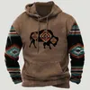 Hoodies masculinos étnicos vintage roupas soltas casuais americano ocidental cowboy traje moletom do homem streetwear oversized hoodie