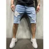 Verão masculino denim chino moda shorts em linha reta menino magro pista curto jeans destruído rasgado plus size 220324234s