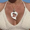 Pendant Necklaces Hollow Big Alloy Heart Boho Brown Velvet Rope Bead Sweater Jewelry Gifts For Women Mom