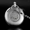 Pocket Watches Blue and White Porcelain Fashion Watch Mechanical Men's Handbag Steam Punk Halsband Fob Chain Roman Digital Clock