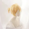 パーティーの供給rin / lenショートブロンドの暑さ耐性ヘアコスプレコスチュームウィッグトラックキャップ