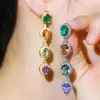Dangle Earrings CWWZircons Green Blue Cubic Zircon Crystal Dangling Long Water Drop Ear Line Trendy Ladies Boho Party Jewelry CZ723198