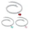 Luxus EWIGE Paar Perlen Stränge Armbänder 925 Silber Herzen Kugeln Armband Für Frauen Grün Rosa Rot Herz Anhänger Charme Brac272W