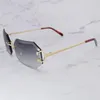 Gafas de sol de diseño de lujo sin montura con borde de corte de diamante, gafas de sol poligonales, gafas de sol para conducir, accesorios para hombre 294S