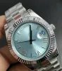 ST9 Steel News Men Watches Baby Blue Dial New Automatic Mechanics 41mm Sapphire Glass Stainless Mens Watch