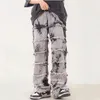 Jeans da uomo 2023 Ropa Grunge Y2K Streetwear Grigio Pantaloni larghi impilati per uomo Abbigliamento Tie Dye Donna Pantaloni larghi a gamba lunga Moda Hombre