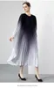 Basic Casual Dresses Oversize Vintage Loose Asymmetrical Pleated Dress Women Batwing Sleeve Gradient Print O-Neck Holiday Party Casual Dress 2024