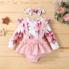 Clothing Sets Winter Fall 3 Pcs Baby Girl Clothes Set 6 9 12 18 24 Months Floral Long Sleeve Top T-shirt STrap Skirt Outfits Stuff Kids