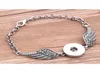 3st Crystal Angel Wings Armband Bangles Antique Silver Diy Ginger Snaps Button smycken Ny stil armband 4enqd1220344