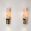 Vägglampa sovrum sconce e14 glödlampa belysning fixturer dorp modern naturlig marmor koppar foajé villa gångkorridor