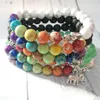 MG0428 New Design 7 Chakra Wrist Mala Protection Bracelet Fashion Yoga Bracelet for Women Buddha Lava Howlite Regalite Bracelet326P