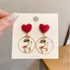 Stud Earrings Christmas Red Love Heart Deer Elk For Women Round Circle Snowflake Bowknot Ear Piercing Jewelry Festival Gifts