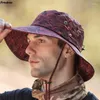 Berretti Cappello da pescatore per caccia alpinismo campeggio uomo cappelli di protezione solare cowboy all'aperto Panama coulisse cinture Chapeau