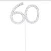 Festive Supplies Fashion Shine Cake Topper Double Row Diamond Arabic Number 60 Insert Birthday Decorations For Party