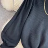 Robe de deux pièces automne hiver piste 2 pièces ensemble femmes lanterne manches col roulé tricoté hauts + a-ligne jacquard vintage jupe costume tenues féminines 2024