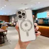Luxury Electroplate Soft TPU Magsafe Phone Cases For Iphone 15 Pro Max 15 14 13 12 11 Pro Max Shockproof Transparent Clear Magnetic Cover with Camera Lens Protector