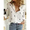 Blusas femininas primavera e outono ponto cor sólida casual versátil clássico estilo solto commuter manga longa botão linho multi camisa