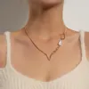 Minimalistyczny Crystal V List Naszyjnik dla kobiety baroque perłowe geometryczne puste naszyjniki Dziewczyny GOTH Casual Jewelry213s