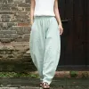 Vintage Yoga Clothes Cotton Linen Women High Waist Pants Baggy Loose Large Oversized Size Women's Cargo Trousers Wide