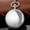 Pocket Watches Bright Silver Single Open Roman Digital Mechanical Watch Necklace Pendant Clock Fob Chain Men's Women's Pjx1024