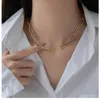 Kedjor minimalistisk 316L rostfritt stålkedja halsband krage för kvinnor hög kvalitet 18 k metallguld uttalande smycken gåvor250h