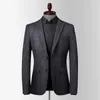 Costumes pour hommes, costume tendance d'affaires, Blazer décontracté, Slim, Style coréen, veste à carreaux, Banquet, bureau, mariage, vêtements pour hommes