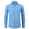 Herrklänningskjortor liten rutig för män 2023 varumärke långärmad knapp upp skjorta affär formell kontrollerad gingham social kemis homme