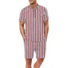 Tute da uomo Completo da uomo a due pezzi Camicia estiva a maniche corte con bottoni Top e pantaloncini Completi da ginnastica Completi da spiaggia Allenamento hawaiano