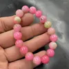 Strand Women's 10mm Violet Blue Amazonite Color Tourmaline Peach Blossom Jade Armband Pink