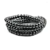 Link Bracelets Natural Hematite Stone Flat Round Shapes Beads Black Fashion Neutral Bracelet Jewelry Ornaments For Masculino Daily Wear