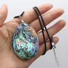 Pendant Necklaces Natural Abalone Shell Necklace Egg Shape For Woman Gift Length 55 5cm Size 40x60mm