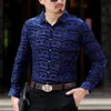 Men's Dress Shirts Silk Mens Vevlet Floral Shirt See Through Summer Long Sleeve Social Male Business Casual Soft Thin274x