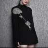 Damespakken Bloem Diamanten Kralen Plus Size Blazer Zwart Dames Herfst Winter Koreaanse stijl Kantoorwerk Casual pak